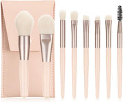 8 stuks make-up kwasten met etui beige