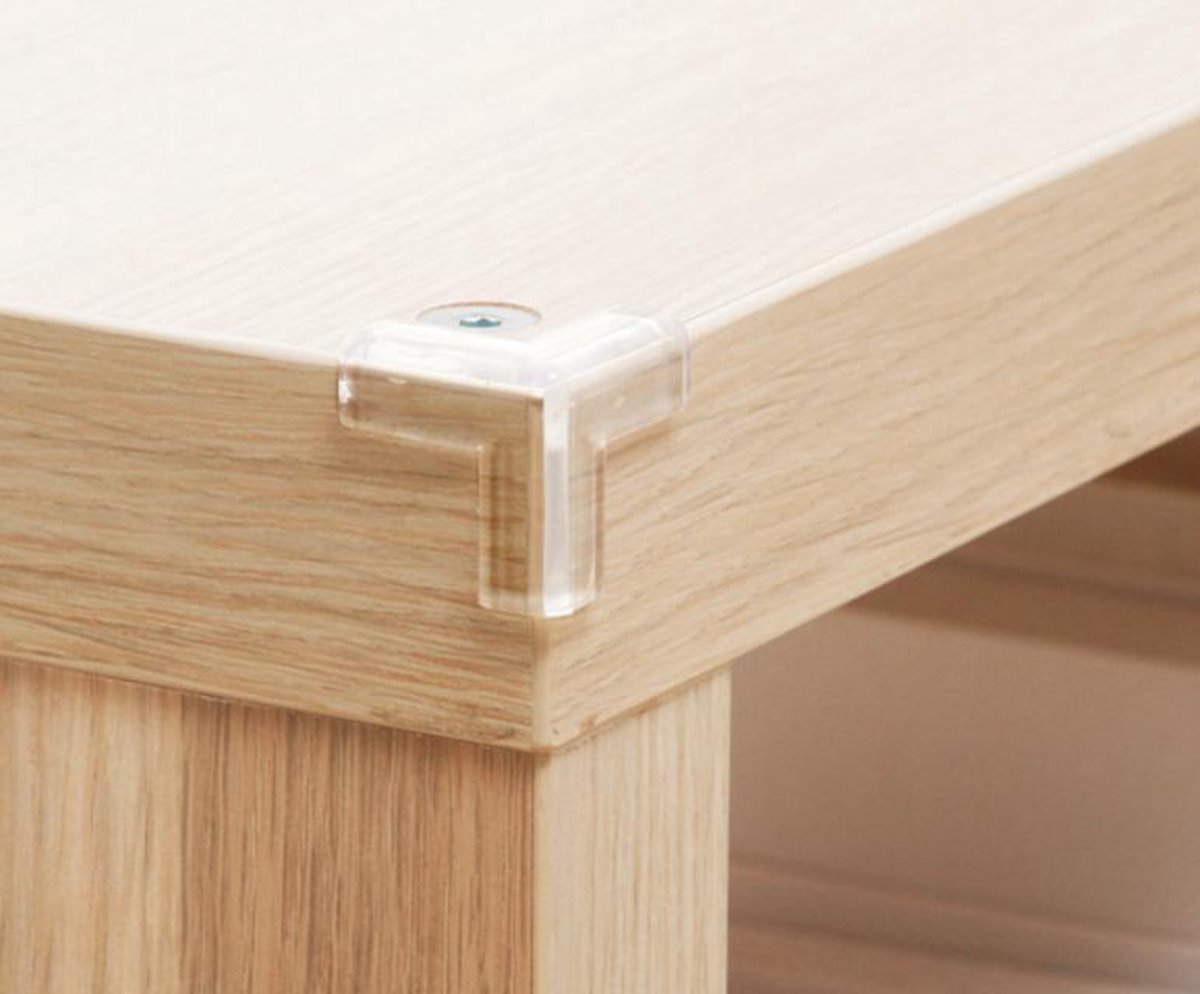 FSW-Products - 4 Stuks - Siliconen Tafel Hoekbeschermers Set - T-vorm - Klein - 3M Tape - Transparant - Tafelhoek Beschermers - Beschermhoeken - Veiligheid Baby Peuter en Kind - Zelfklevende tafelhoek beschermers - Tafelhoekbescherming - Kinder