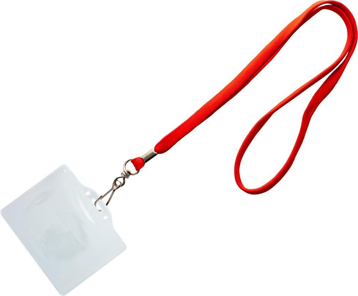 10 Lanyards + 10 badgehouders rood