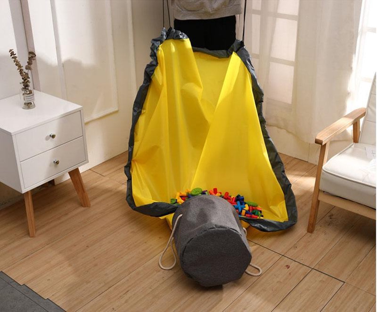 WiseGoods Premium Speelgoed Opbergtas met Opberg Kleed - 2 in 1 - Snel Opgeruimd - Speelmat Kinderen - Opbergmand - Blauw - 50cm