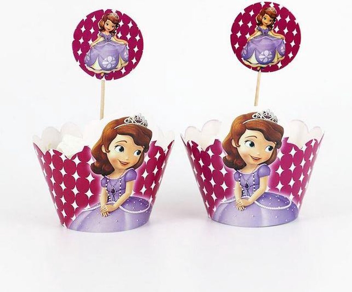 12 stuks cupcake omslagen Princess Sofia + 12 toppers