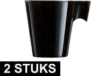 2x Lungo koffie/espresso bekers zwart - Zwarte koffiekopjes - Cafe Lungo
