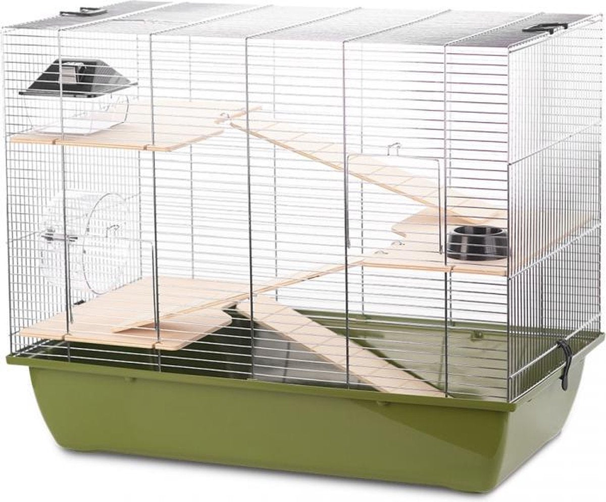 Duvo+ Knaagdierenkooi natural charlie 3 Olijfgroen/zinc 70x40x57
