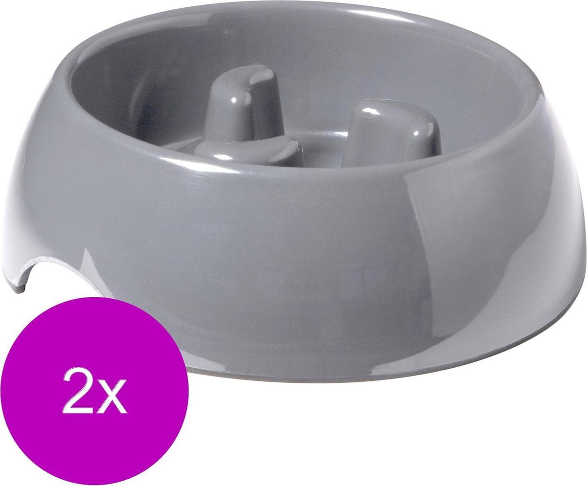 Adori Anti-Schrok Voerbak L 800ml Grijs - Hondenvoerbak - 2 x 22 cm