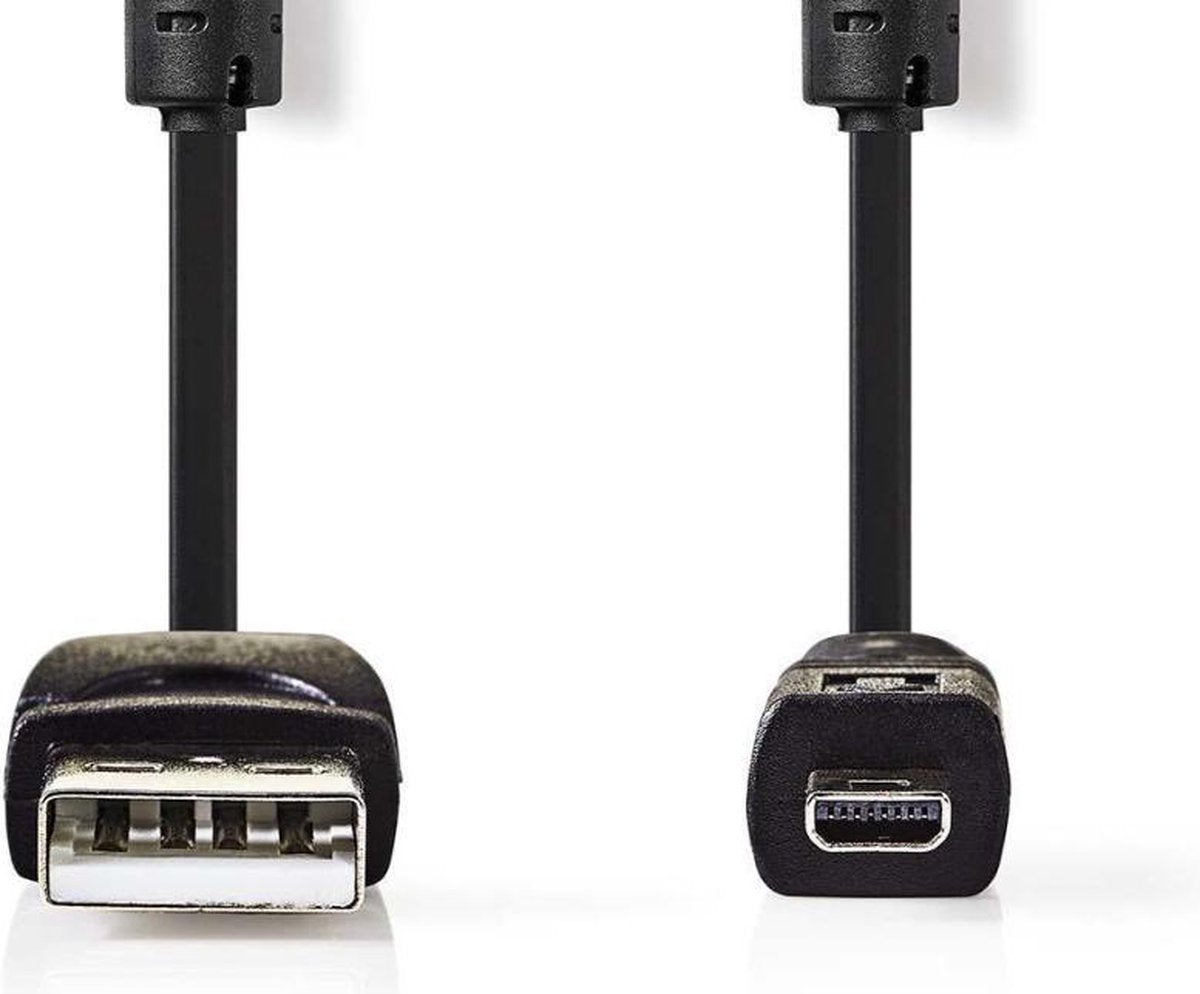 USB-Kabel | USB 2.0 | USB-A Male | US-E6 8-pins Male | 480 Mbps | Vernikkeld | 2.00 m | Rond | PVC | Zwart | Polybag