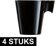 4x Lungo koffie/espresso bekers zwart - Zwarte koffiekopjes - Cafe Lungo