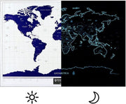 XL Wereld Kraskaart - Glow in the Dark - 105x76cm