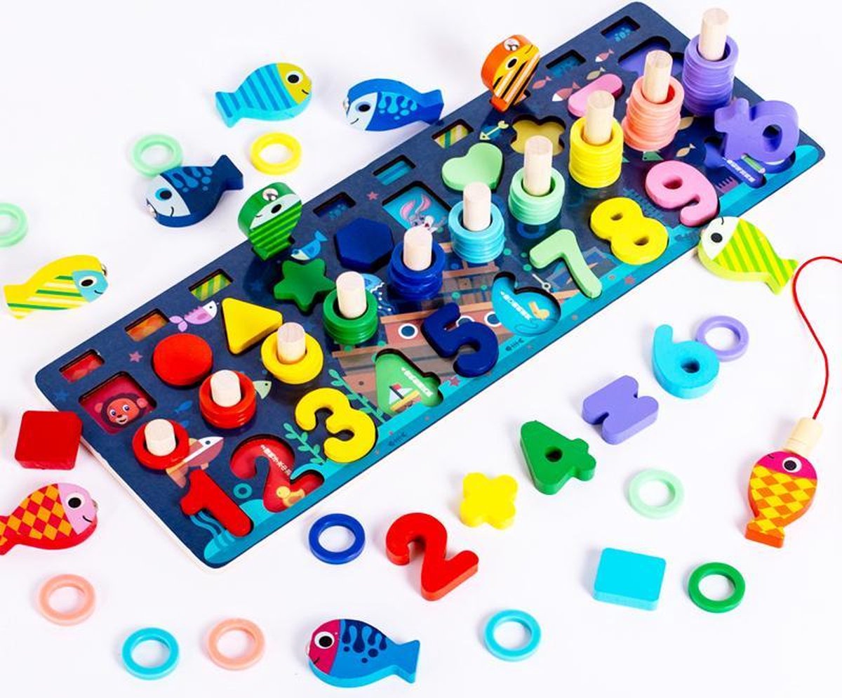 Educatief houten speelgoed voor Peuters – Leerzaam speelgoed - Cadeau voor kinderen met direct meerdere spellen – Plezier en spel.