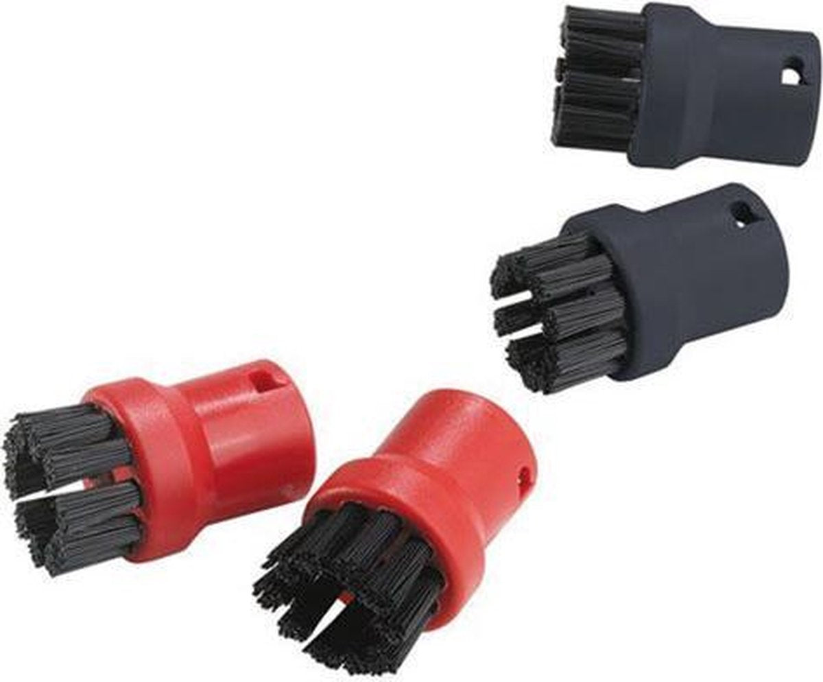 Borstel set  2x rood + 2x grijs rond zuigborstel voor stoomreiniger Karcher 14446