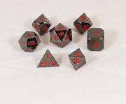 Dungeons Dragons Metal Dice set Grey/Red Smooth - Dobbelstenen Grijs/Rood Glad