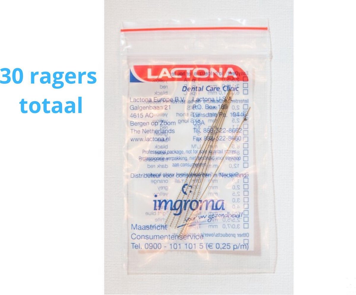 Lactona Interdentaal Ragers - XX-Small Long 25mm - Geel - 6 gripzak x 5 stuks - Met gratis beschermhouder - Voordeelpakket
