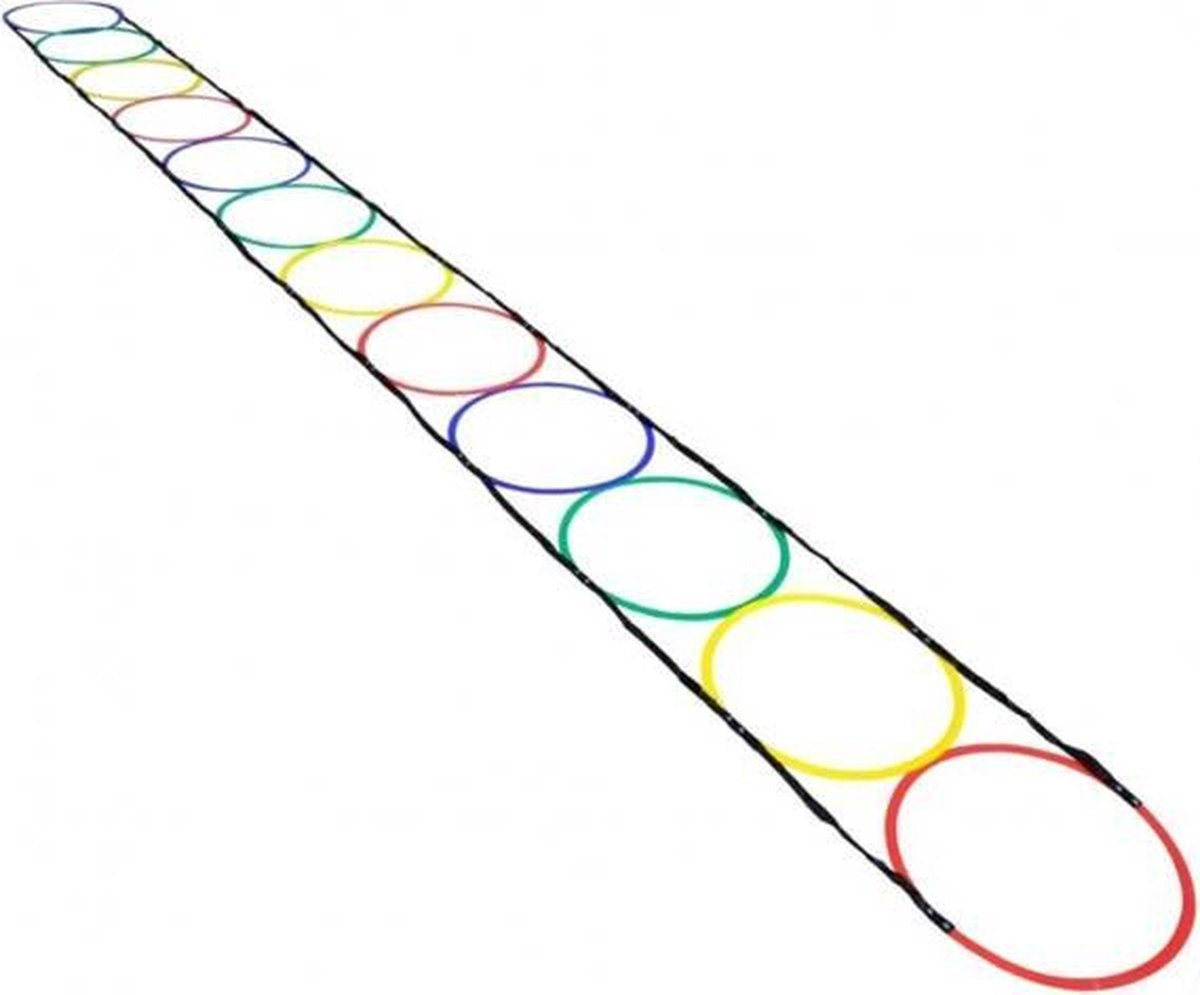 Vinex - Speciale Hoop Agility Ladder - loopladder - 12 permanent verbonden Ringen - incl. draagtas - 5 meter lang