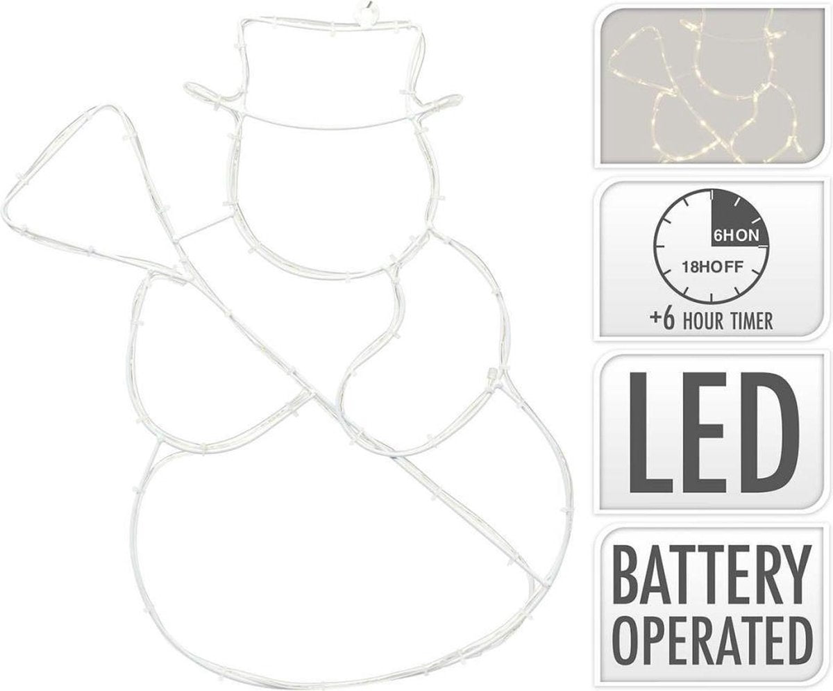 S.I.A. LED Verlichting Sneeuwpop 60 LEDs IP44 + Timer op Batterij