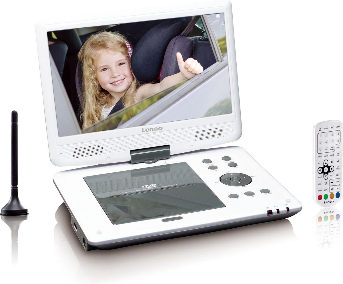 Lenco DVP-1063 - Draagbare DVD-speler met DBT-T2 - 10 inch - wit