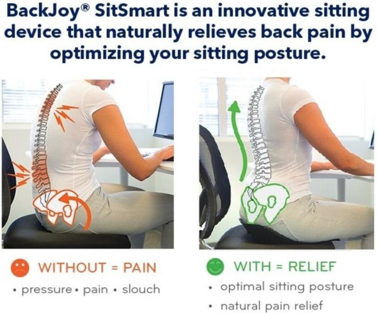Backjoy SitSmart Traction Zwart - Rugsteun Zithouding Bureaustoel Auto - Rugpijn Onderrug