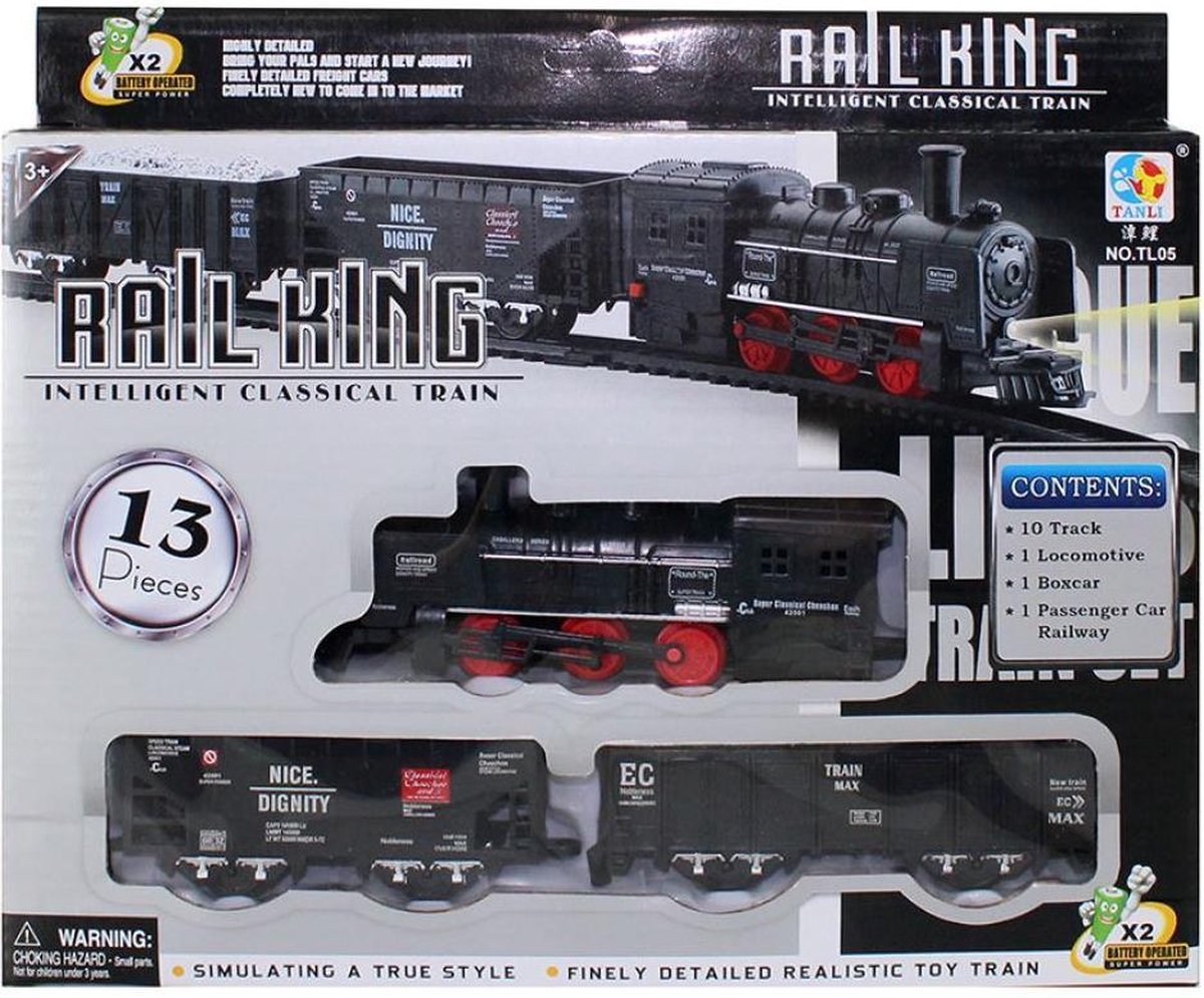 Speelset Trein + rails 13-delig (op batterijen)