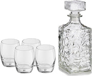 Glazen whisky karaf van 1 liter met 4x stuks glazen van 360 ml