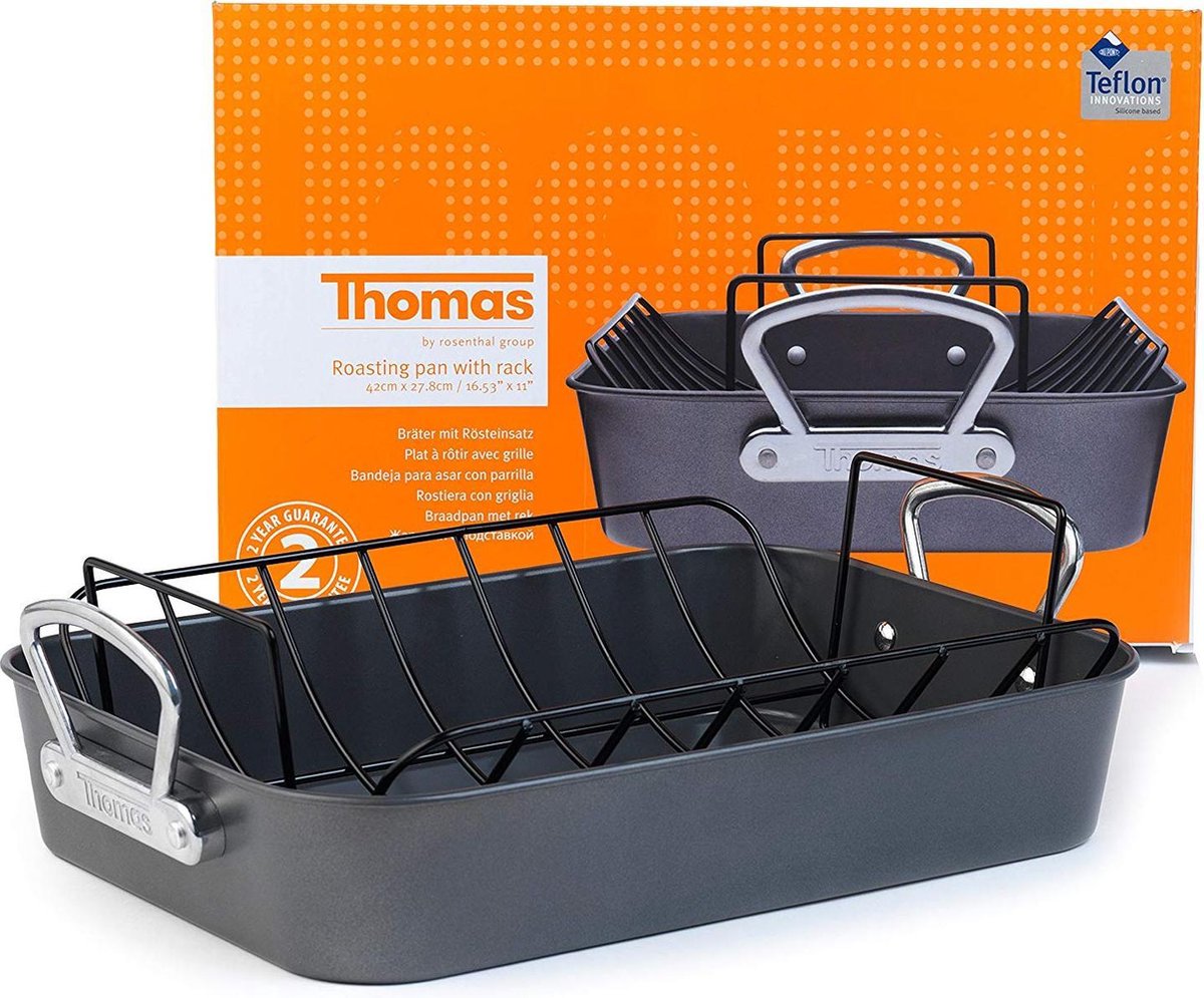 Thomas braadslede met v-rek (42 x 27.8 cm) - staal - teflon antiaanbaklaag
