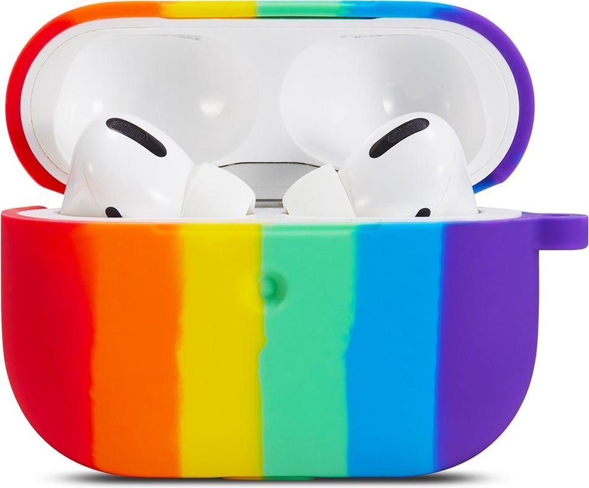 Airpods Pro Case Cover - Apple AirPods Pro - Regenboog - Regenboogstrepen - Rainbow Stripe - Airpods Pro Hoesje - Beschermend Omhulsel