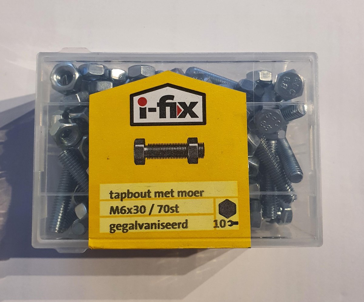 Tapbout met moer m6x30 70stuks