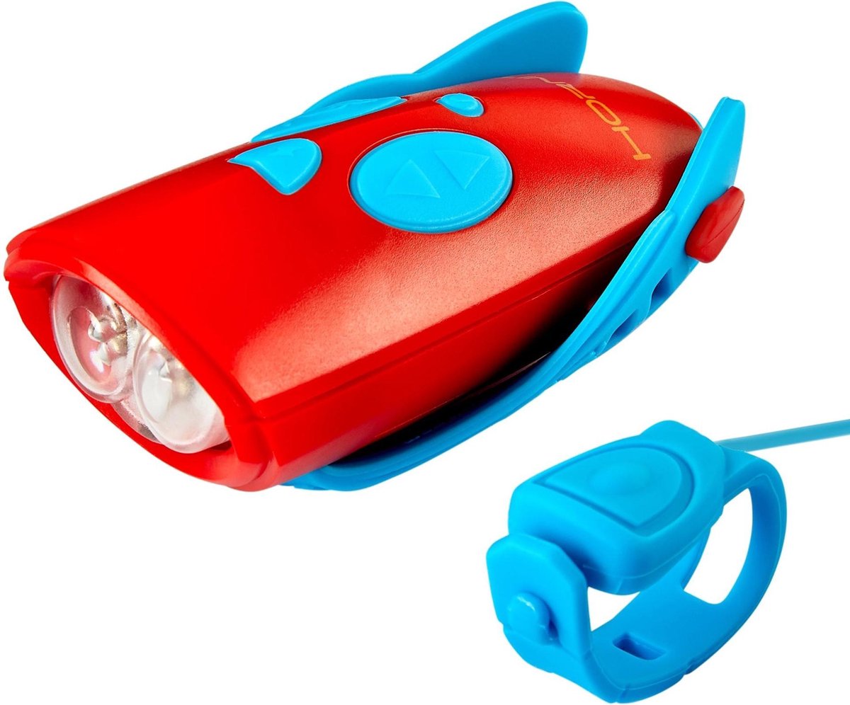 Mini Hornit - Fietsbel - fietslicht met Geluidseffecten – Blauw/Rood