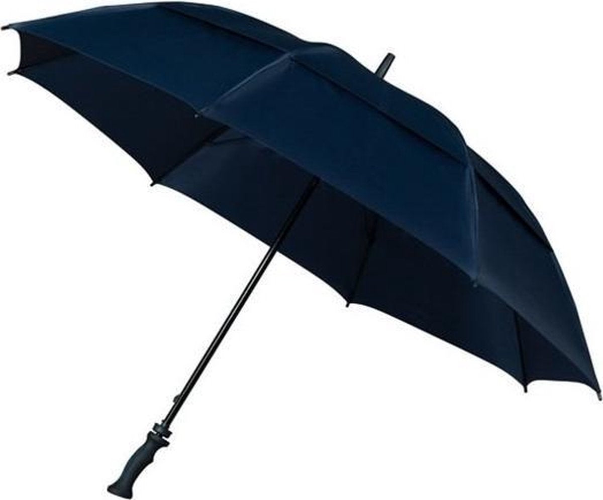 Extra sterke stormparaplu donkerblauw windproof 130 cm