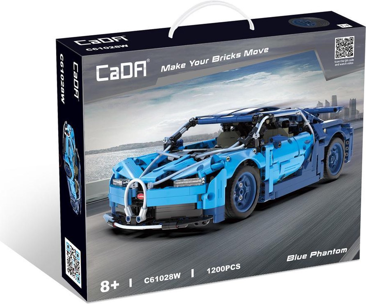 CADA C61028W - Blue Phantom Bugatti – 1200 onderdelen – Technic Lego compatibel – bouwdoos
