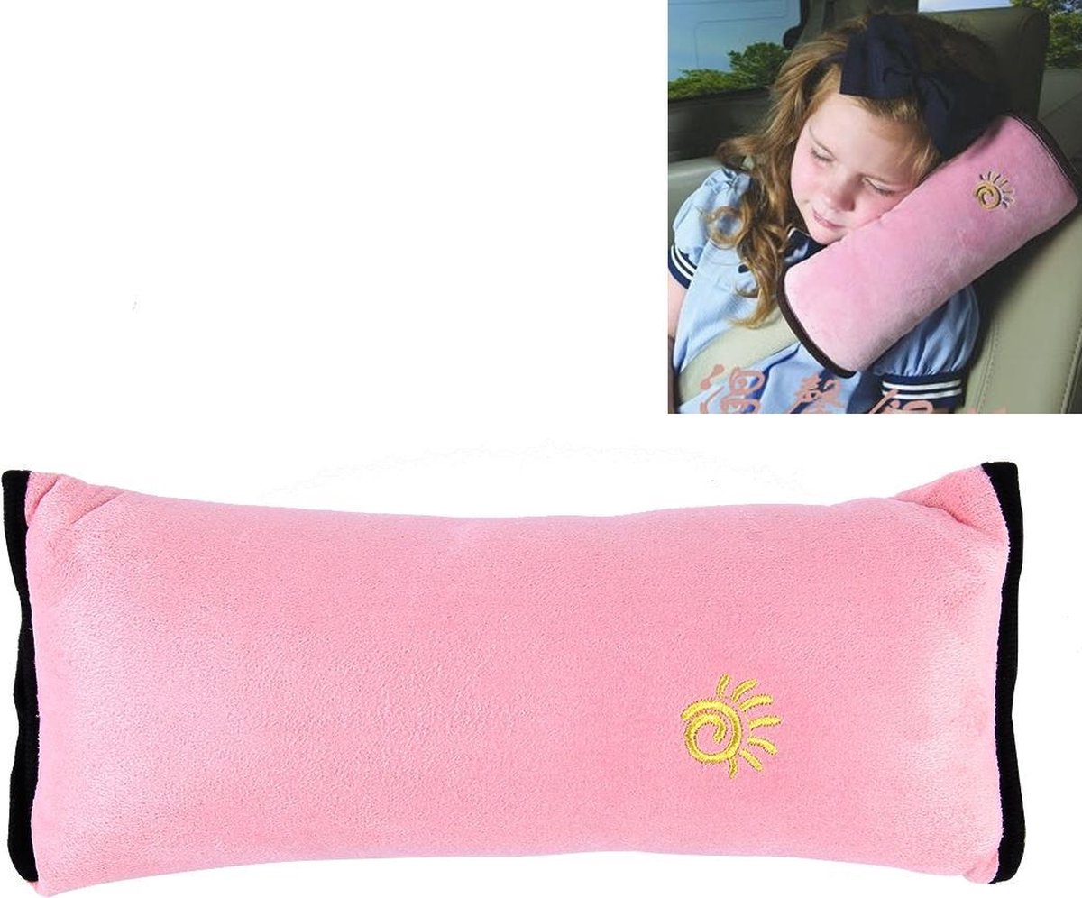 2 STKS Kinderen Baby Veiligheidsriem Zachte Hoofdsteun Neksteun Kussen Schouderkussen voor Autoveiligheid Veiligheidsgordel (Roze)
