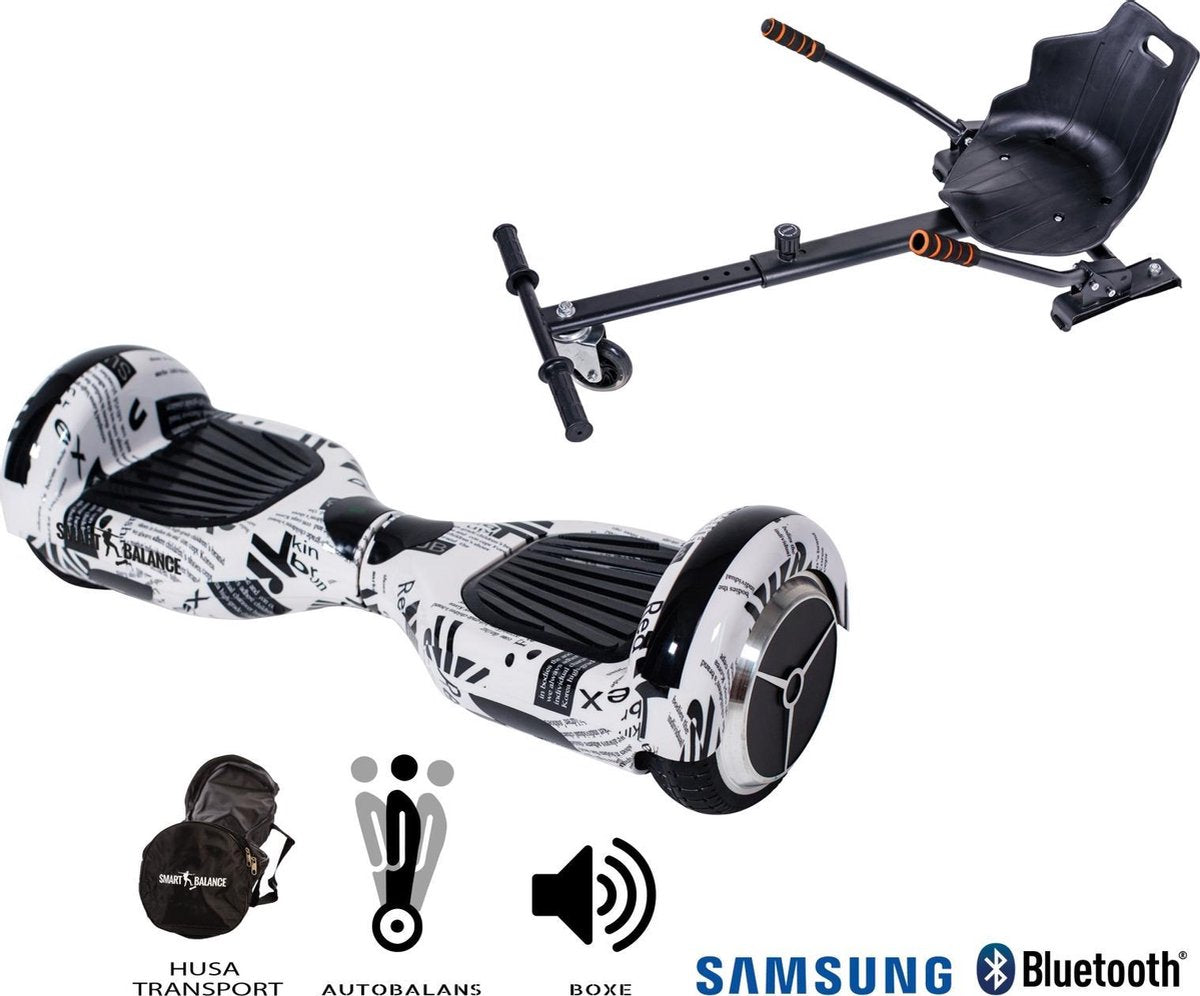 Hoverboard | 6.5 Inch Wielen | Self Balance Hoverboard met Hoverkart| Oxboard | Bluetooth Speakers | Newspaper