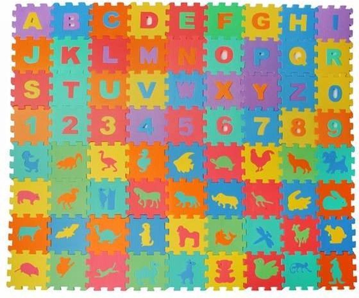 Speelkleed 72 tegels - Puzzelmat – Speelmat – Speeltapijt met dieren