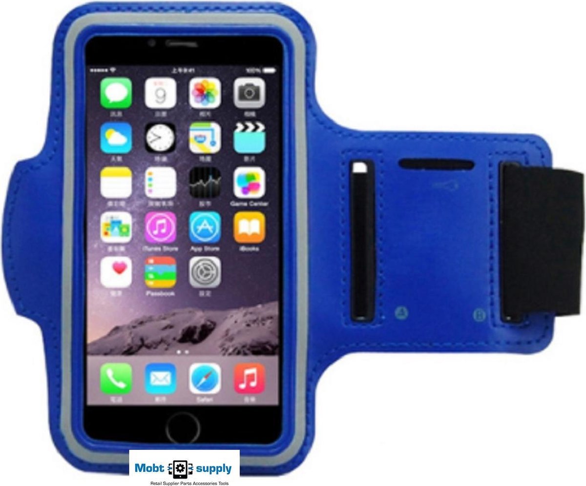 Mobtsupply Blauw Sportarmband(5.5 tot 6.0 Inch) inclusief Sleutelhouder + Kaarthouder