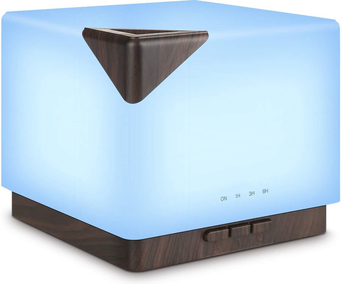 HomeDays Aroma Diffuser 700ml Donker | Luchtbevochtiger voor Aromatherapie | Etherische Olie Diffuser | Aroma Vernevelaar | LED Verlichting | Olie Vernevelaar met Gratis Etherische Olie (10 ml)