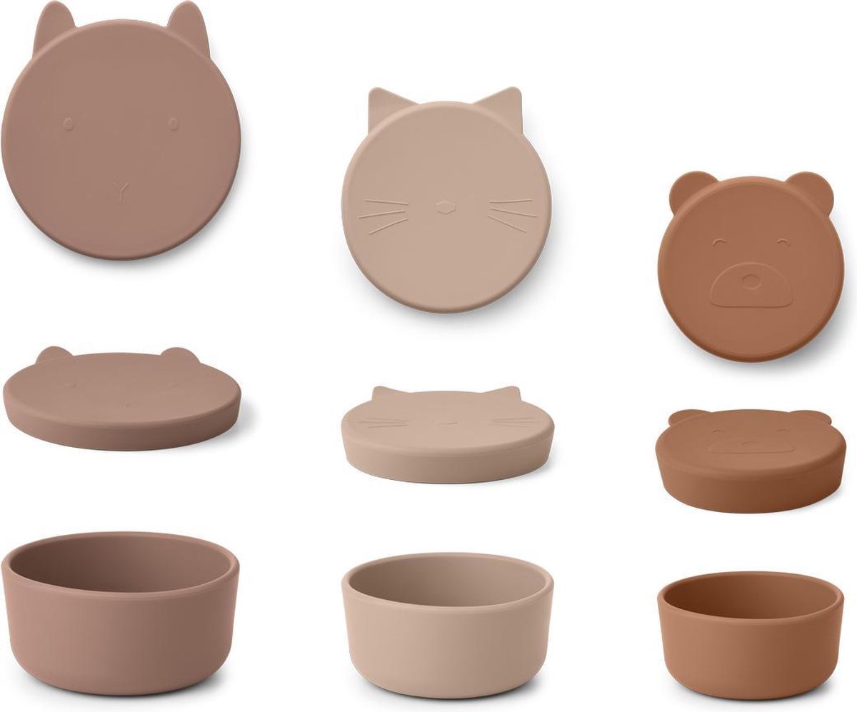 Set van 3 siliconen snack bowls Corgan Rose Multi Mix | Liewood