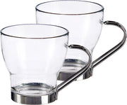 Set van 18x stuks koffie/espresso glazen 200 ml - Theekopjes/koffiekopjes van  glas/metaal