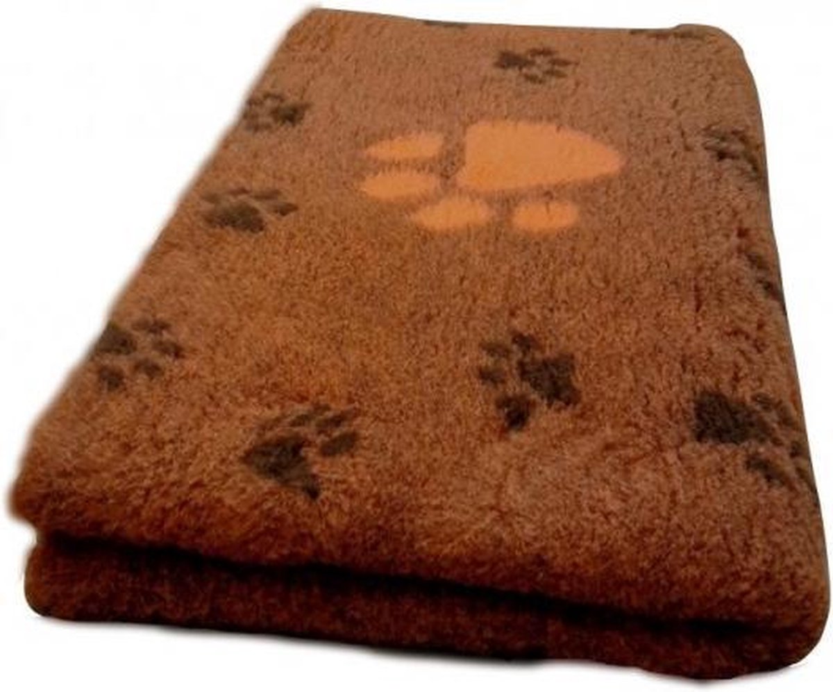 Vet Bed Oranje/bruin 3 Kleur Grote Voetprint Latex Anti Slip 100 x 75 cm