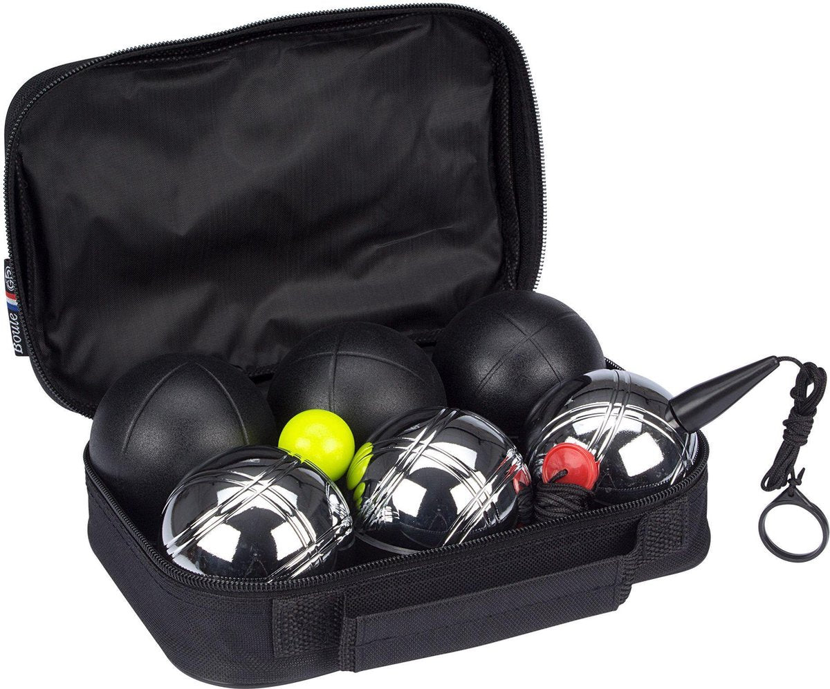 Get & Go Jeu de Boules Set Luxe - 6 Ballen - Zilver/Zwart