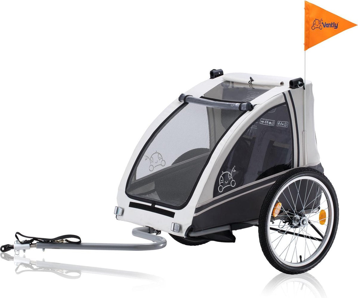 VANTLY KIDDY TRAILER en BUGGY ZILVER ANTRACIET 20 INCH