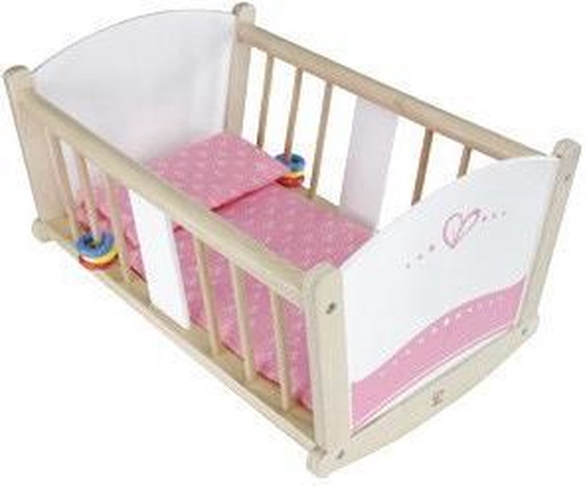 Houten speelgoed poppenwieg