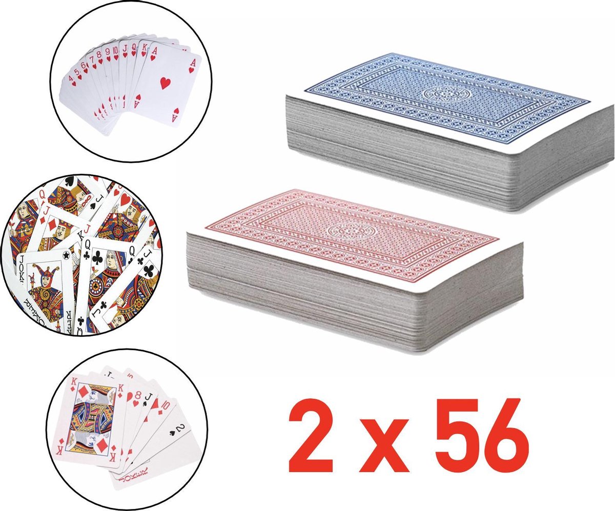 2 x 56 Luxe Speelkaarten - Spelkaarten - Met Handige Opbergdoos - Poker Kaarten - 2 STUKS - Kaartspel - Boek Kaarten - Spel Kaarten Met Doos