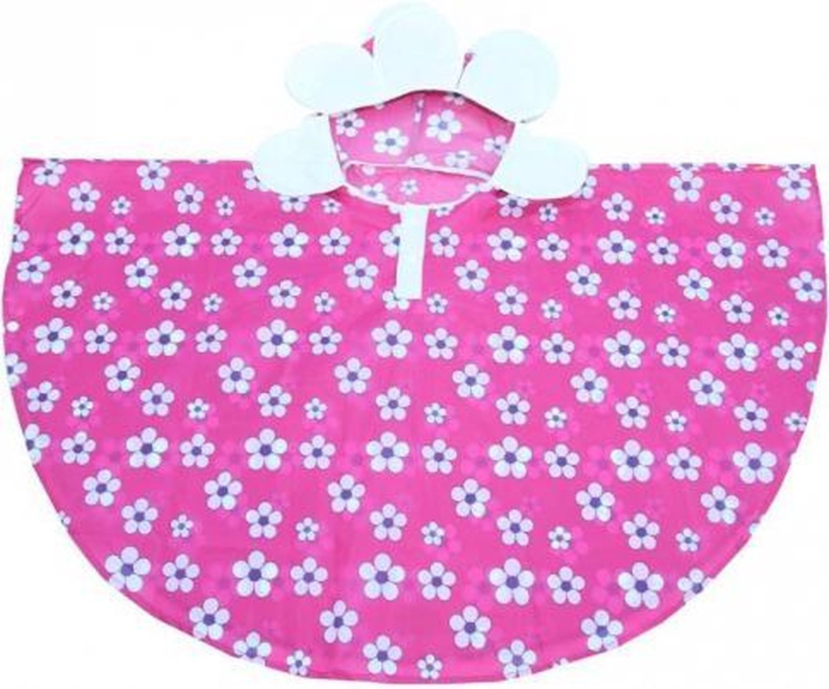 Roze bloemen poncho voor meiden