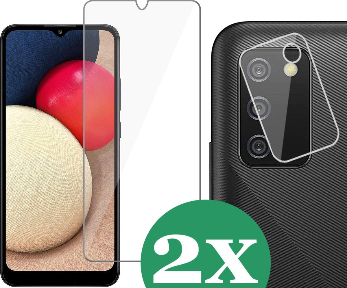 Samsung A02s Screenprotector - Samsung Galaxy A02s Screen Protector Glas en Samsung A02s Screenprotector Camera - 2 Stuks