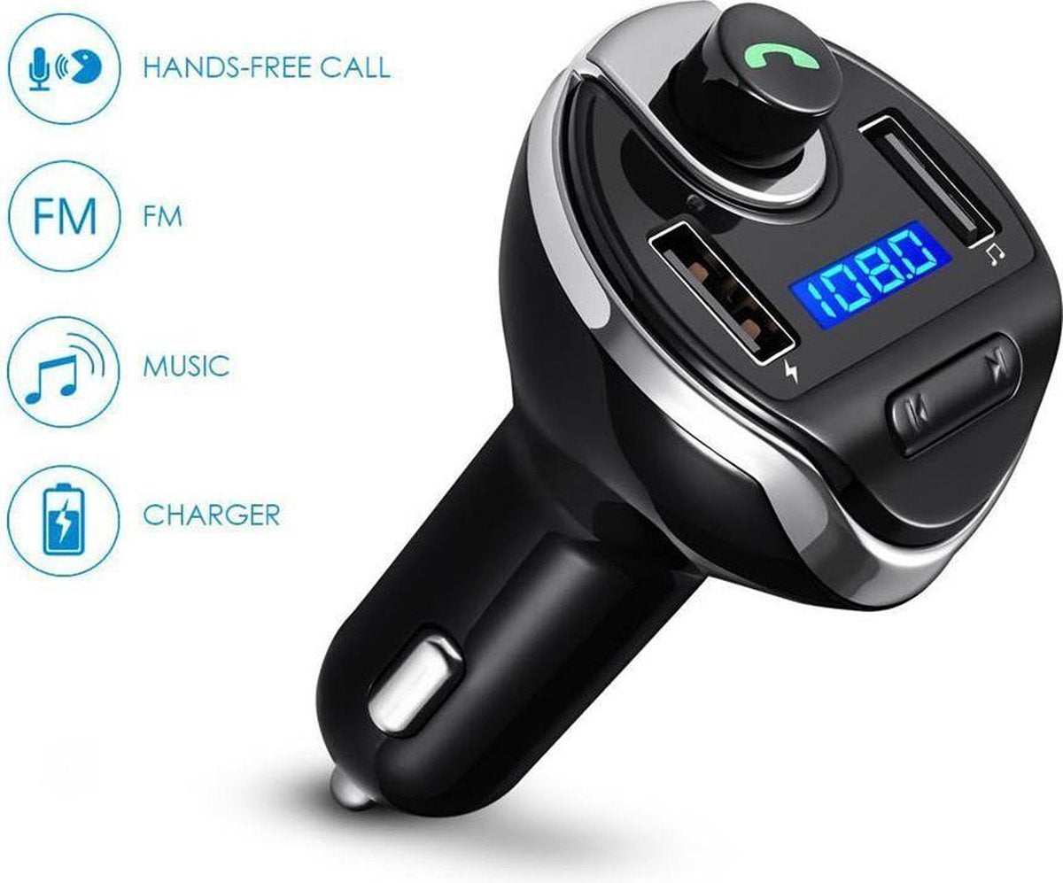 Bluetooth Carkit FM Transmitter om Handsfree te Bellen en Draadloos Muziek te Streamen