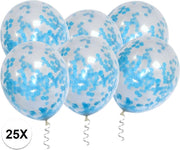 Licht Blauw Confetti Ballonnen 25 Stuks Luxe Gender Reveal Versiering Babyshower Verjaardag Blauw Papier Confetti Ballon