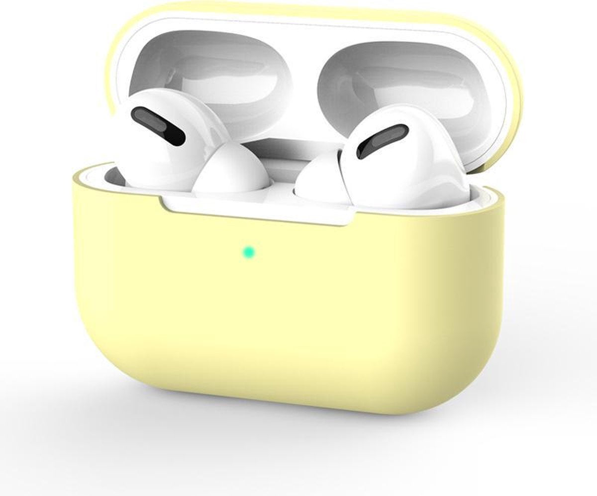 Medicca - Airpods Pro Case - Airpods Pro Hoesje - Airpods Pro Siliconen - Airpods Pro Cover - Airpods Pro Bescherming - Airpods Case - Geschikt voor Airpods Pro - Pastel geel