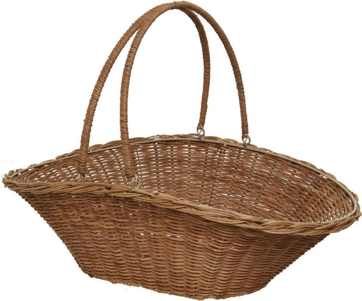 Rotan manden met hengsel bruin 52 x 32 x 38 cm - decoratiemanden/papiermanden/picknickmanden/fruitmanden