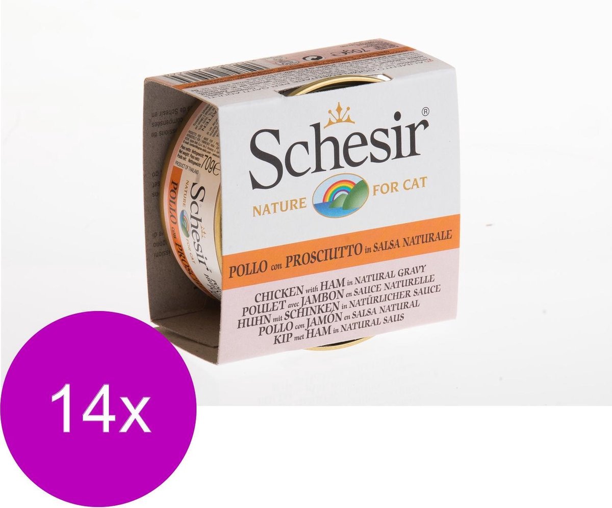 Schesir Natvoer in natuurlijke saus - Kip met ham - 14 stuks à 70 gram