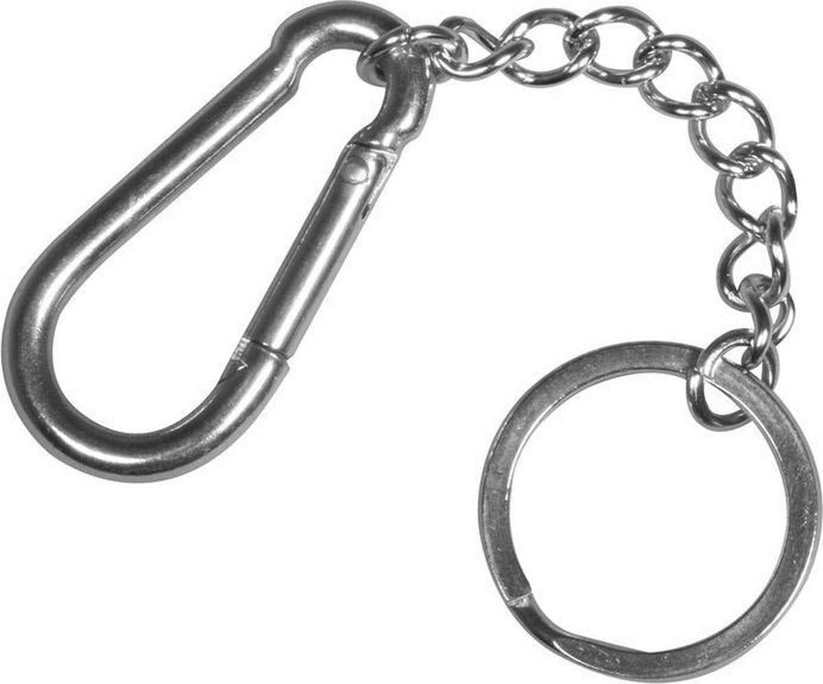 2x Stevige sleutelringen/sleutelhangers met karabijnhaak van edelstaal - DIY sleutelhangers maken