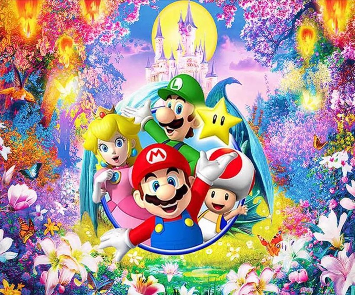 Diamond Painting Super Mario Kasteel - Kinderen - 30x40cm