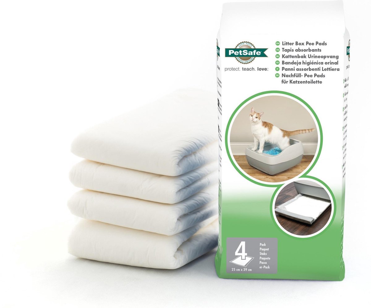 PetSafe® Replacement Pee Pads - Wegwerp plaskussens - Inhoud 4 stuks - Geschikt voor het PetSafe® Deluxe Crystal Kattenbaksysteem - Scoopfree - 4-pack