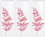 6x Witte radiator waterverdampers/luchtbevochtigers botanische bloemen print bessentak 21 cm - Waterverdampers voor de verwarming